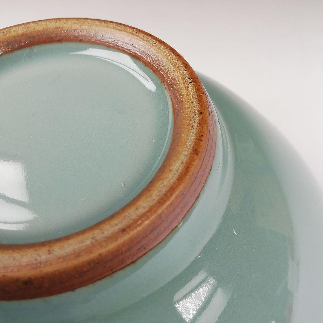 Ｔ３７５　茶碗　『青瓷　茶碗』『米沢久 造』　共箱　抹茶碗　茶道具