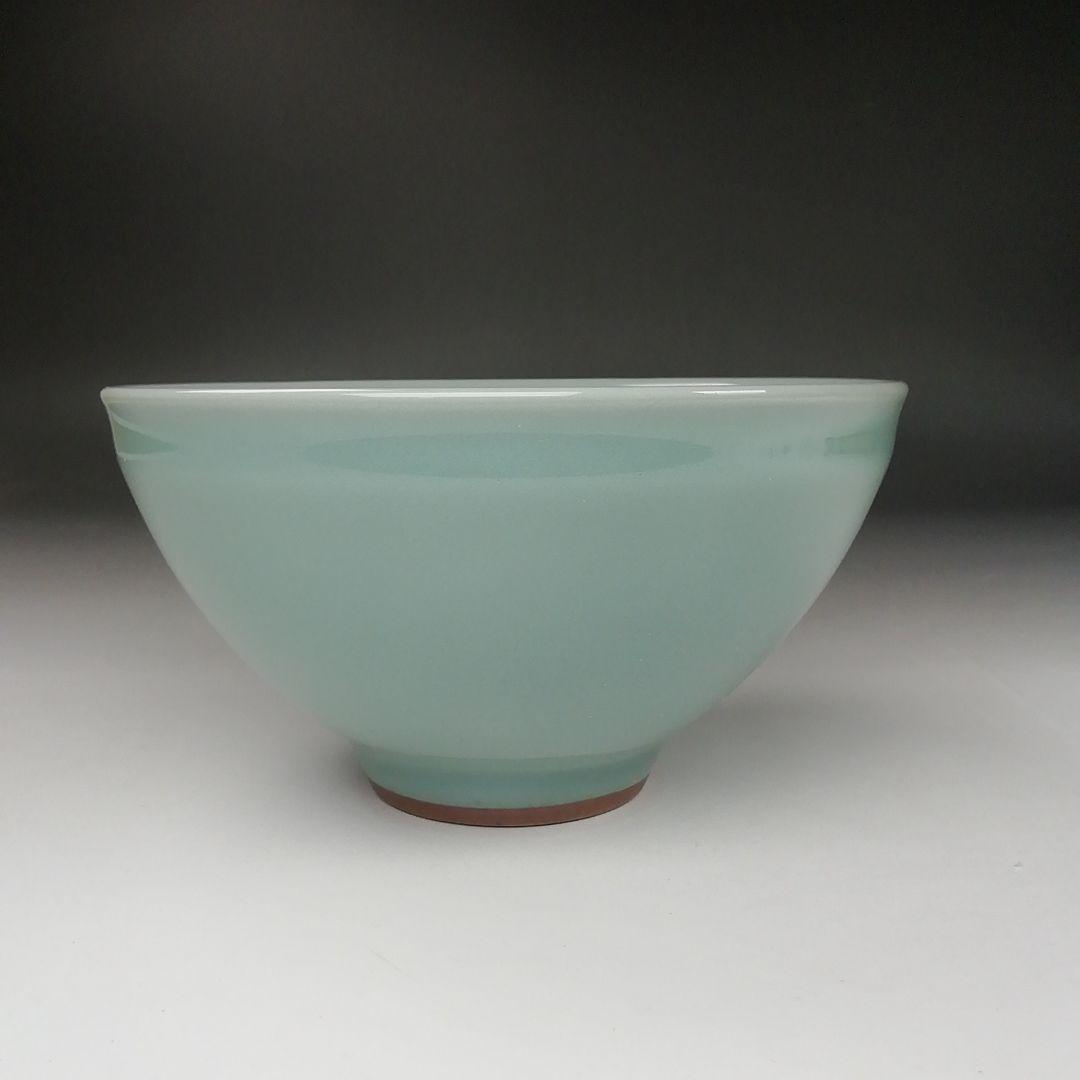 Ｔ３７５　茶碗　『青瓷　茶碗』『米沢久 造』　共箱　抹茶碗　茶道具