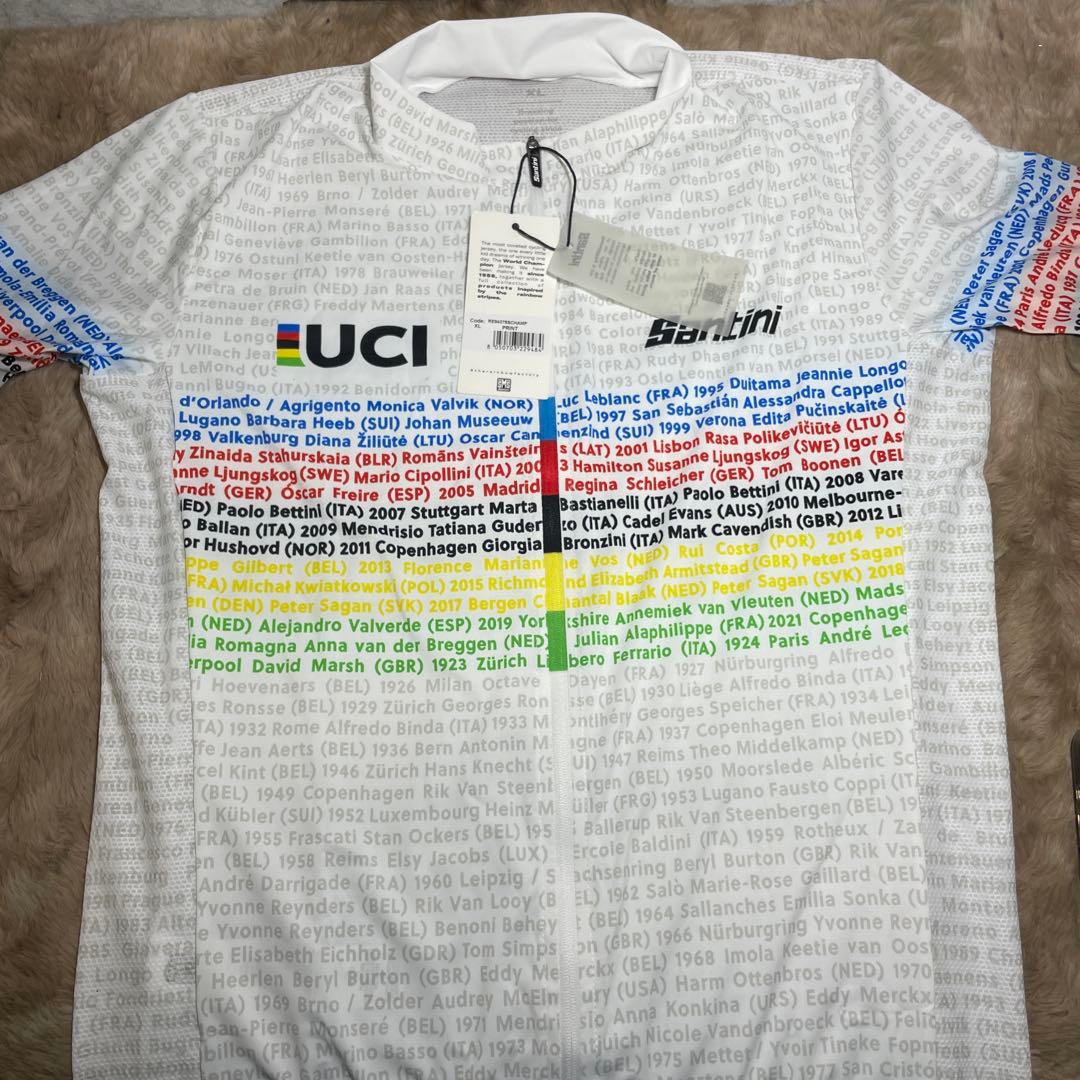 サンティーニ サイクルジャージ UCI WORLD ホワイト アルカンシェルXL