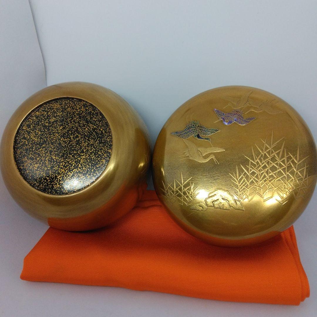 雁に葦蒔絵 大平棗 落雁 螺鈿 茶道具