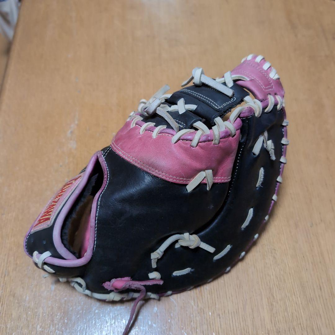 TAMAZAWA 軟式ファーストミット 黒/ピンク　左用