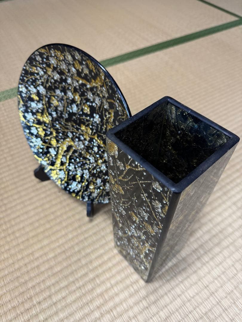 Kano（かの）のぎやまんガラスプレートと花瓶