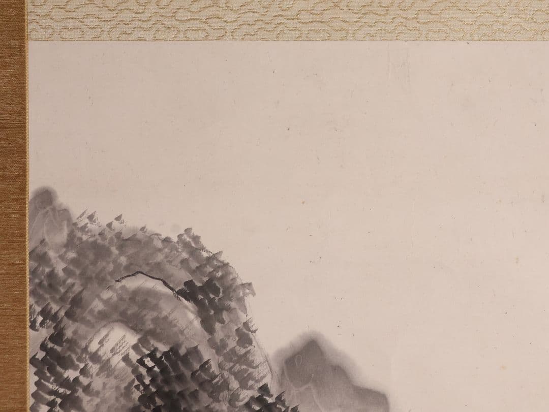 【模写】日本画 山田介堂「秋湖泛舟図」紙本 掛け軸 宏堂識箱 MA709