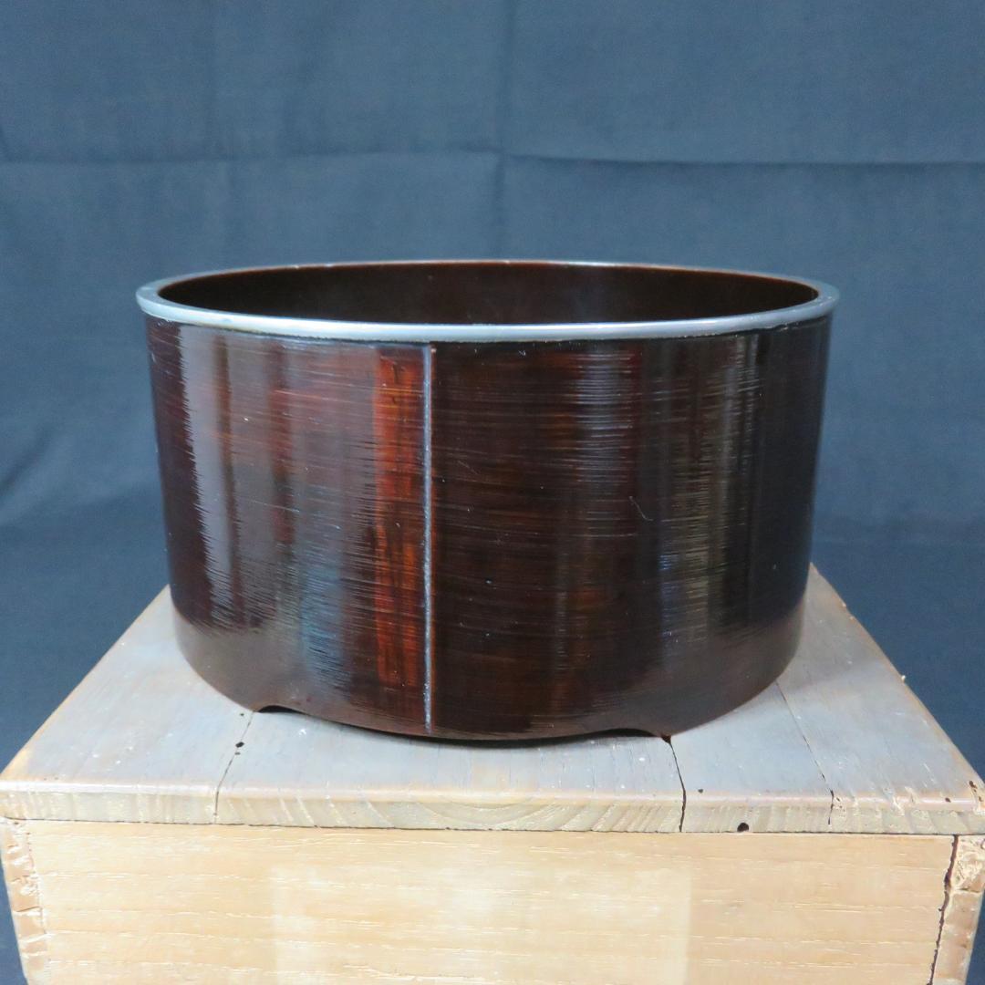 盃洗 木箱 漆器 縁 金属 木製 江戸末期 明治 大正 わっぱ