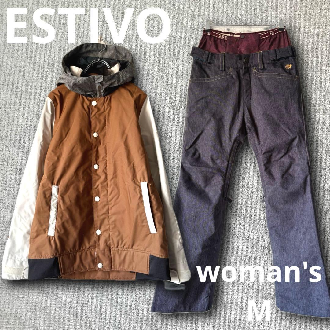 ESTIVO エスティボ スノーボードウェア 上下セット レディース M デニム