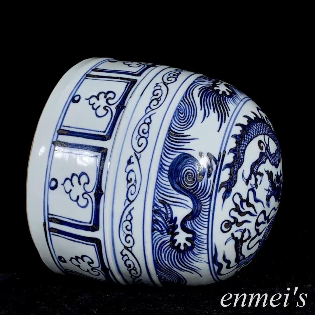 中国古美術✦元代青花龍紋モンゴル包✦文房具・純手描き・細工・置物・陶芸・案頭