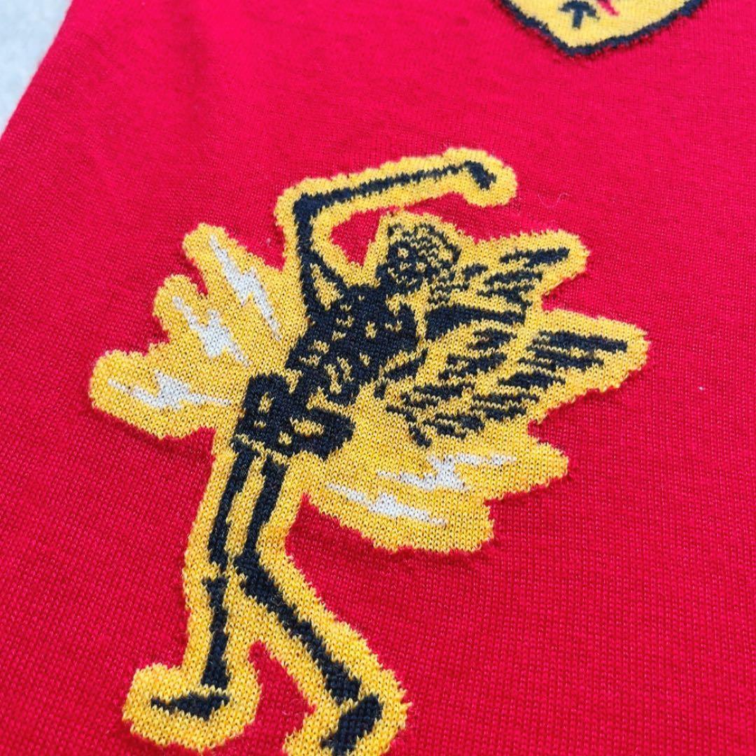 美品　マークアンドロナ　ニット　セーター　レッド　柄　ウール　ラインストーン