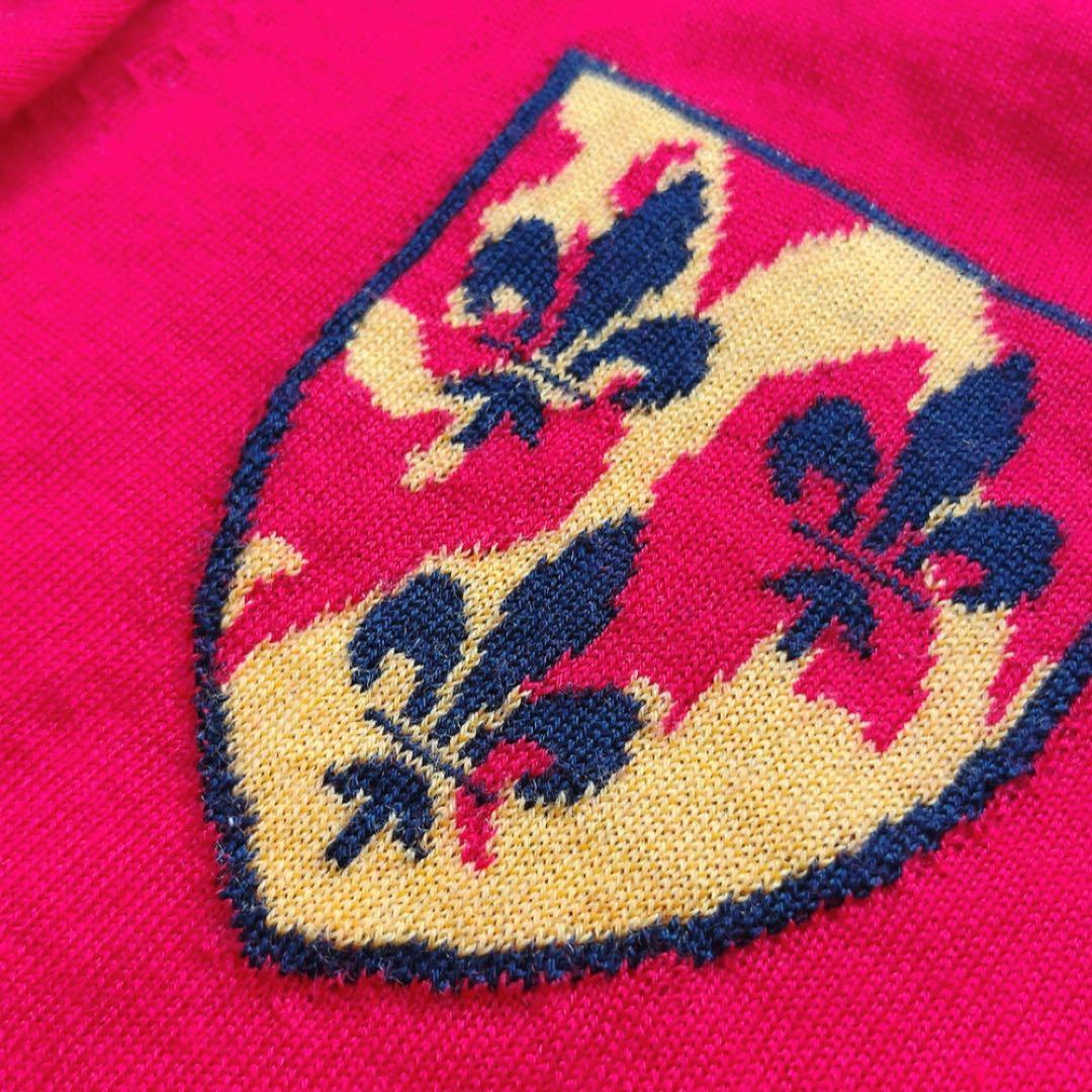 美品　マークアンドロナ　ニット　セーター　レッド　柄　ウール　ラインストーン