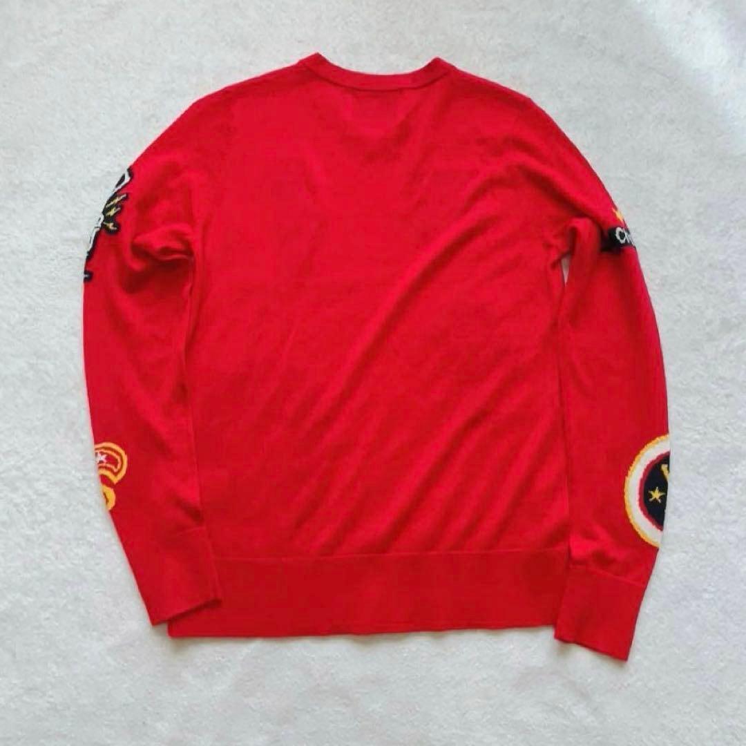 美品　マークアンドロナ　ニット　セーター　レッド　柄　ウール　ラインストーン