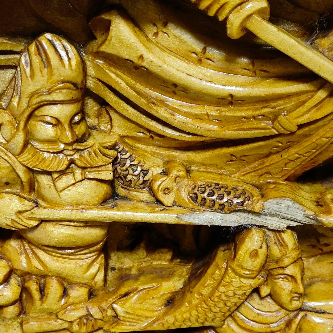 中国神話テーマ 木製彫刻 大きめ