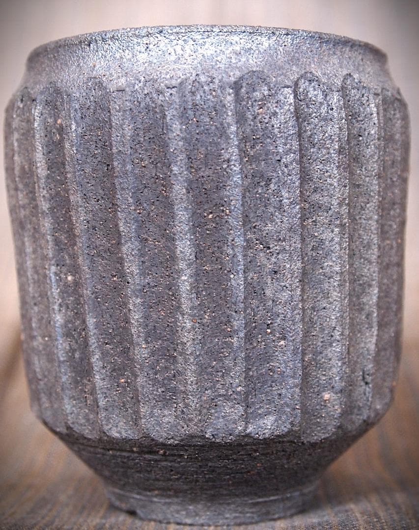 希少作★中里隆★焼き締めしのぎ文湯のみ★栞