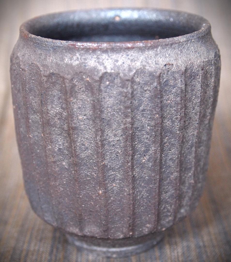 希少作★中里隆★焼き締めしのぎ文湯のみ★栞