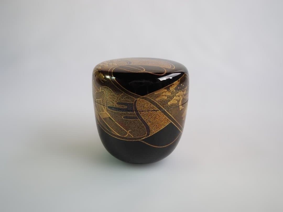 裏千家15世鵬雲斎宗匠御書付『絵巻蒔絵大棗』2代清瀬一光造（共箱）