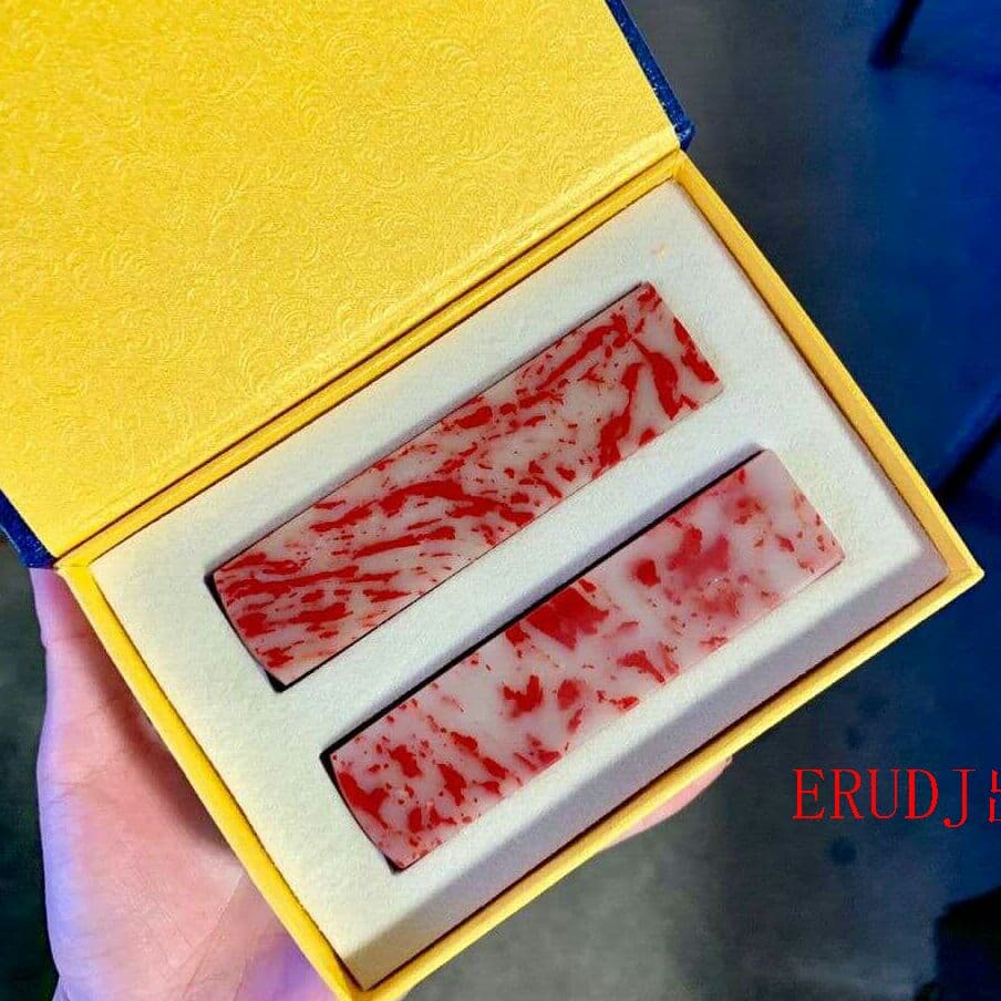 希少鶏血石 鶏血石(2点)  骨董品 石印材 【2枚】0