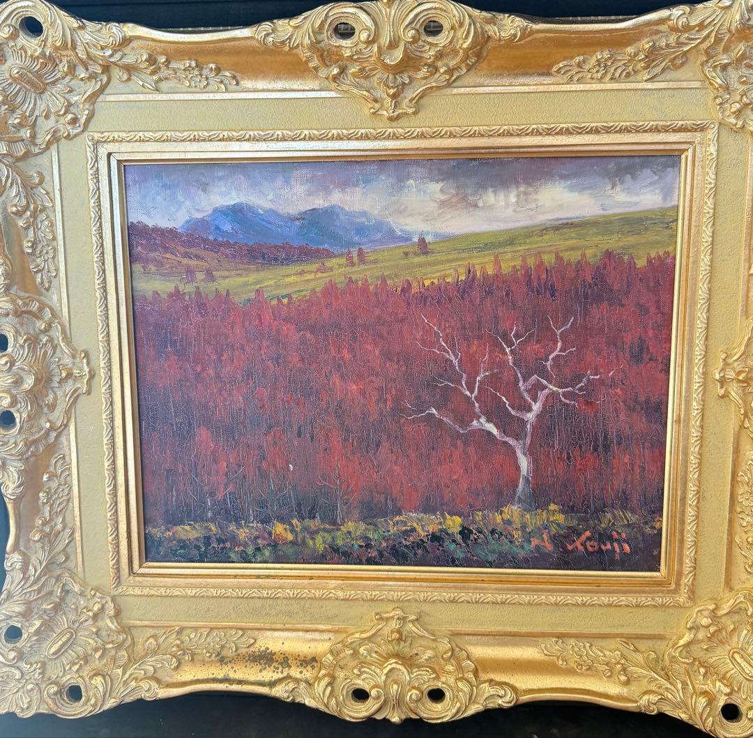 真作　中野耕治　秋の風景 F6サイズ油彩画 送料込み1/21