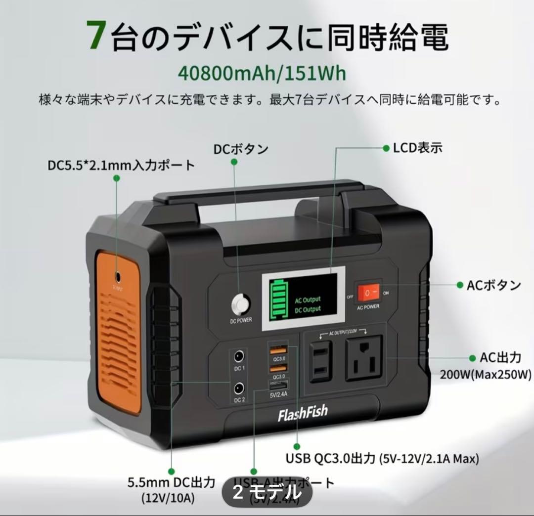 新品未使用 FlashFish ポータブル電源200Wソーラーパネル60wセット