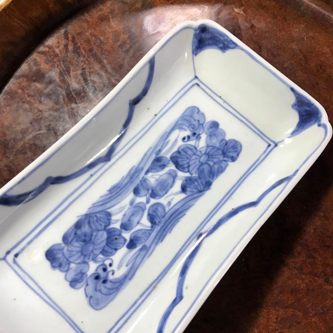 古伊万里　無傷完品　長皿　民藝　くらわんか　柿右衛門　蛸唐草　切込　染付　波佐見