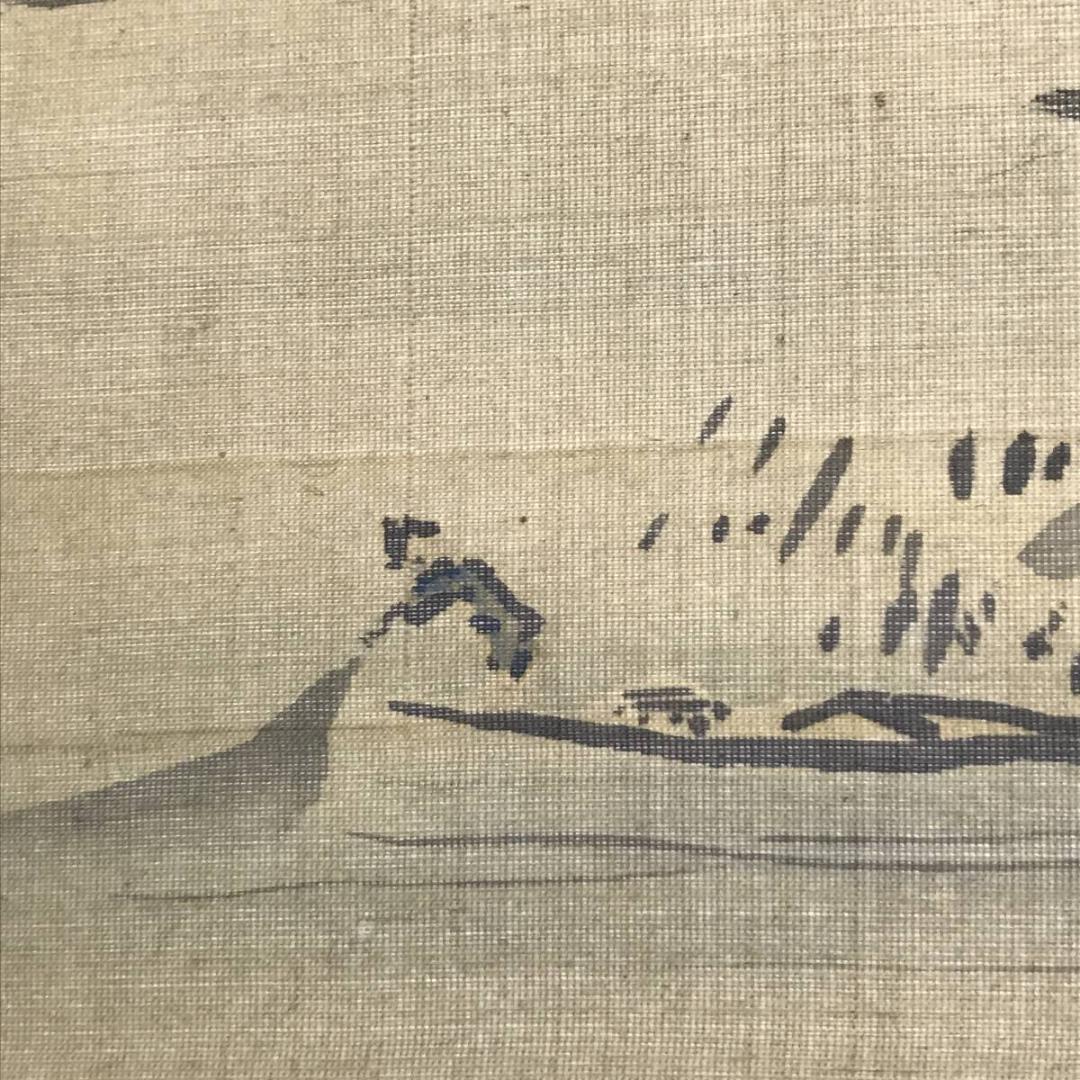 【真作】索外/山村漁師図/山水図/横物/掛軸/名家伝来/AC-660