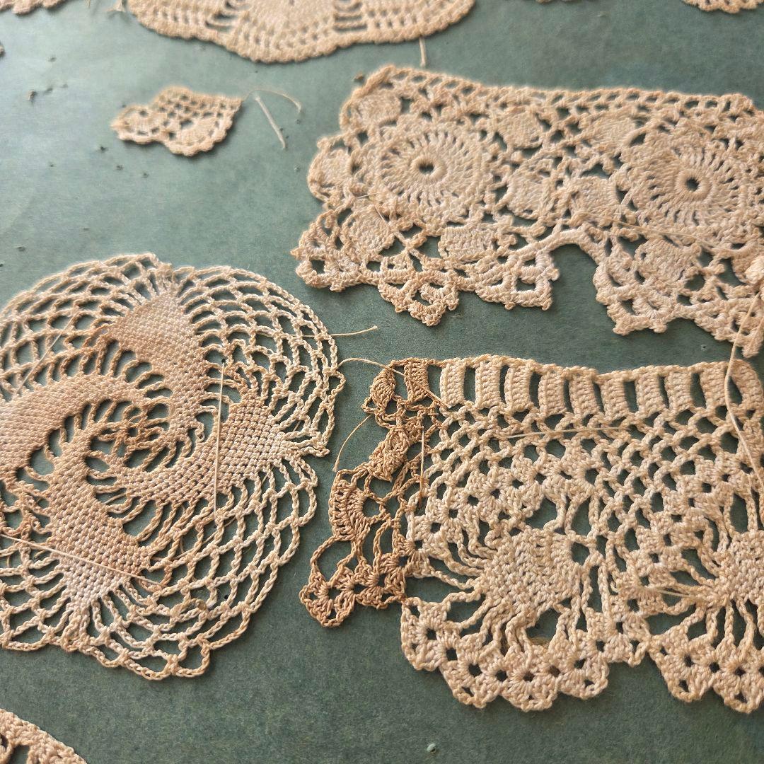 フランス　アンティーク　サンプラー　クロッシェレース