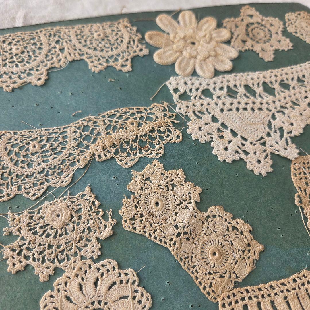 フランス　アンティーク　サンプラー　クロッシェレース