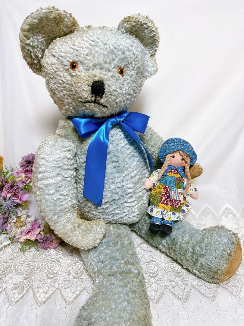 2/18 チャーリー様　✨レア✨❤️特大❤️ブルーのアンティークベア