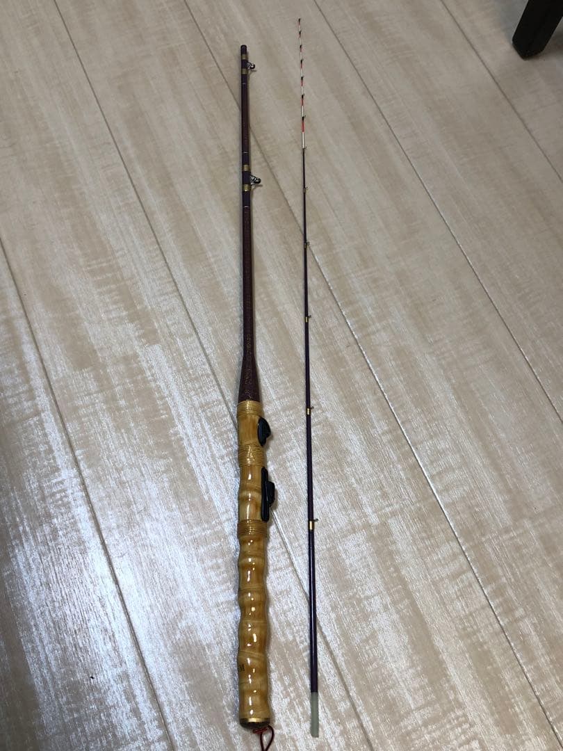 DAM 釣りロッド和竿風 2本継ぎ ハゼ・チヌ・筏釣り 漆塗り 螺鈿細工 美品