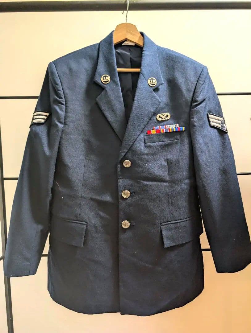 US Airforce 米空軍ネイビー軍服上下と軍帽・バッジ・ベルト【本物】