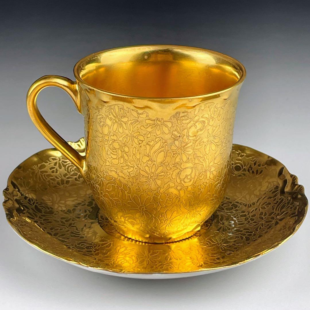 【希少】フッチェンロイター 24K 金彩 カップ＆ソーサー ハンドエングレーブド