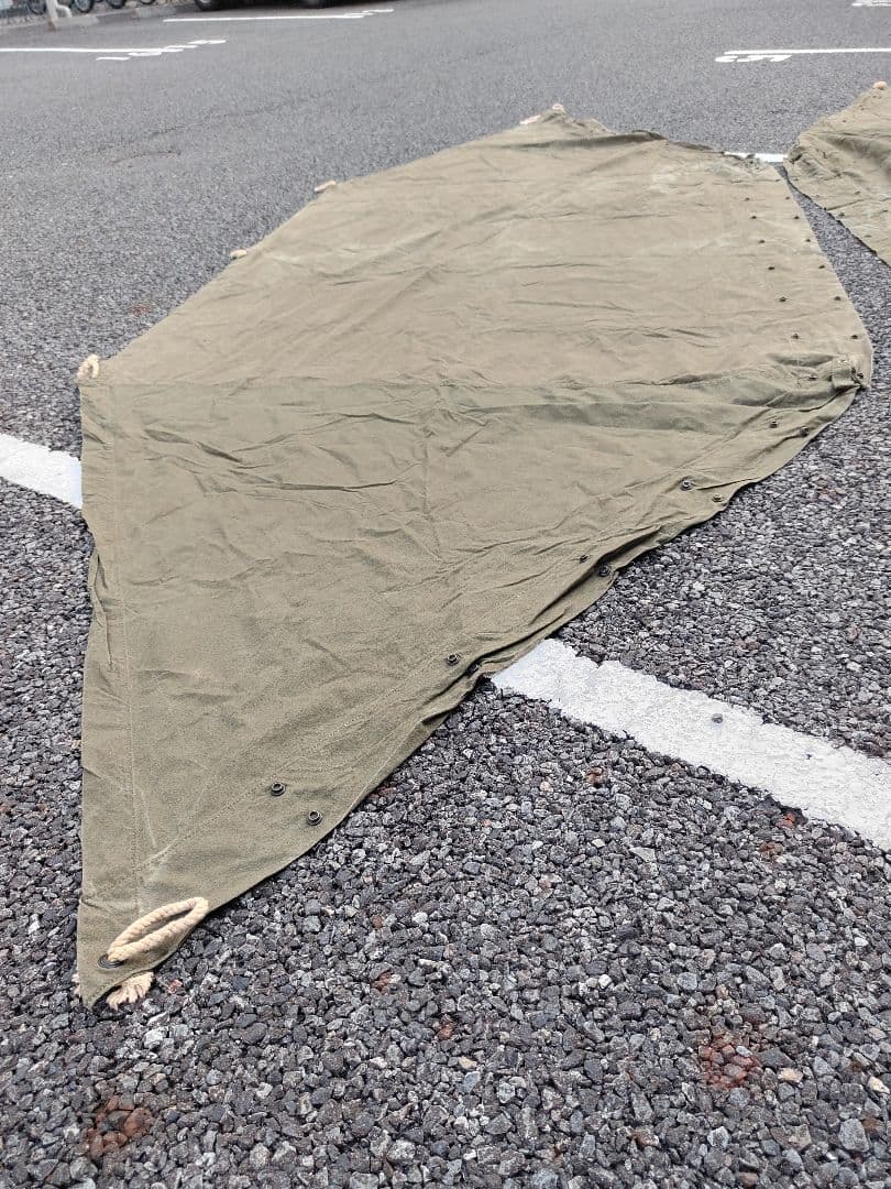 米軍 軍幕 US パップテント 2枚、ペグ10本、ポール2本