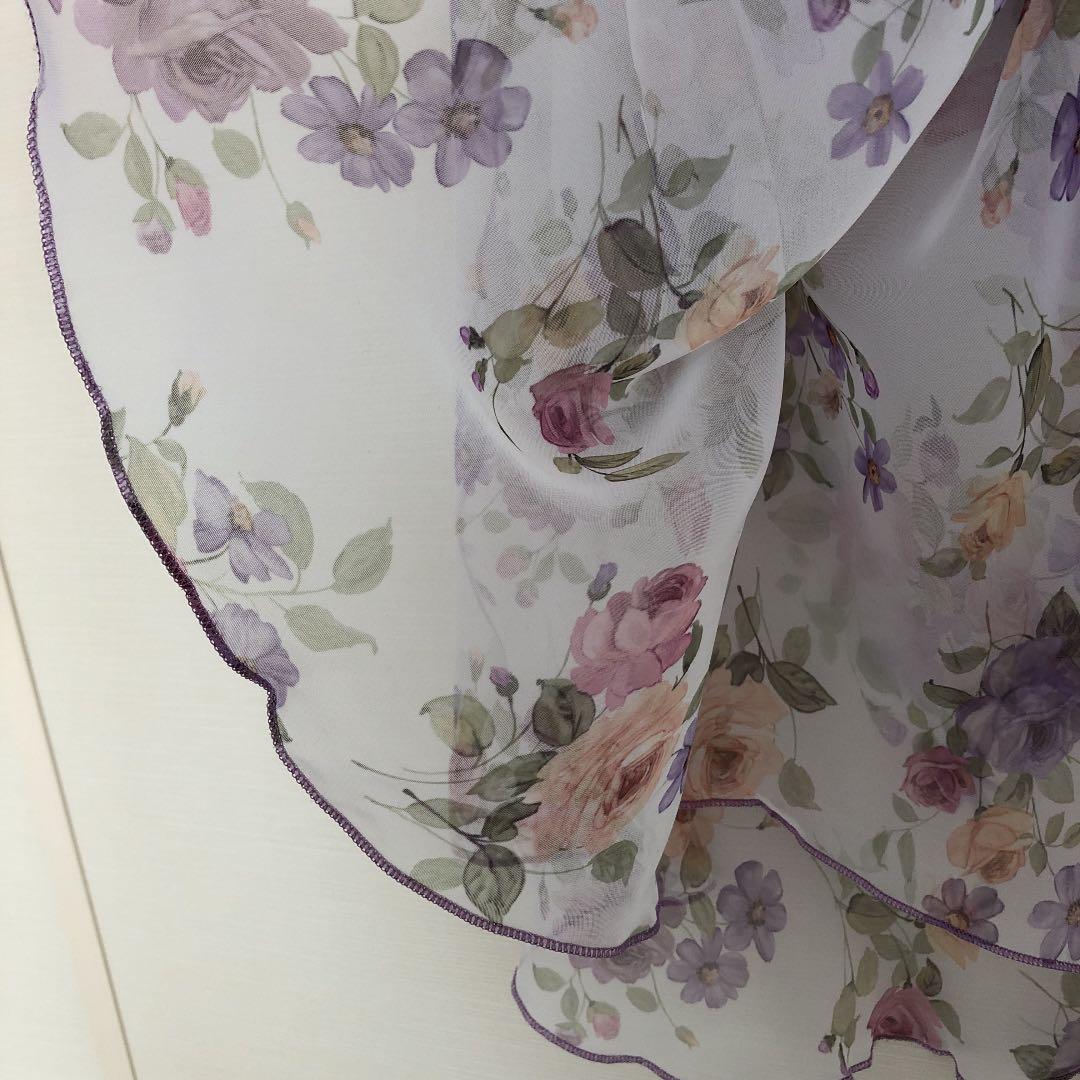 ♦︎未使用 タグ付き♦︎ バレエ 花柄巻きスカート パープル ホワイト