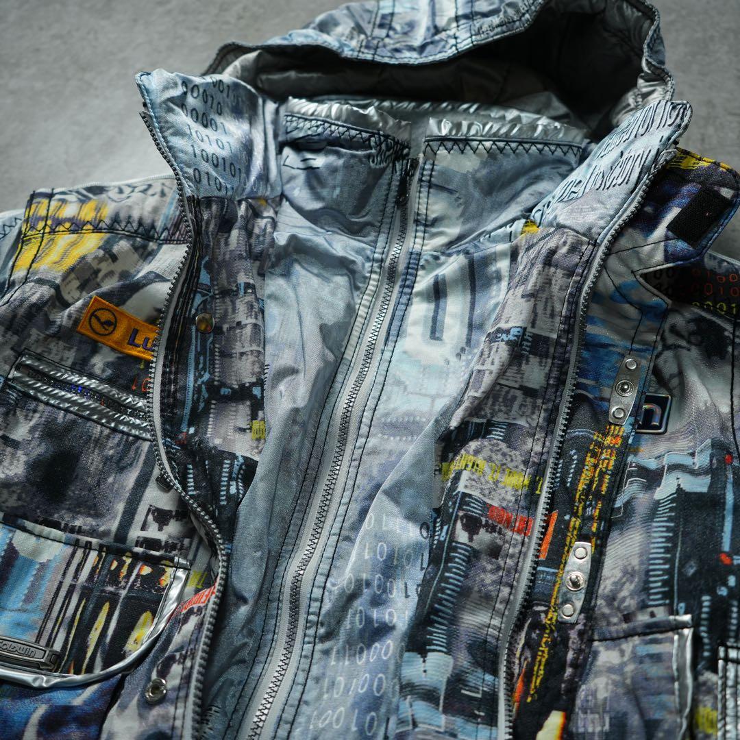 90s GOLDWIN archive 中綿ナイロンジャケット 短丈 シルバー