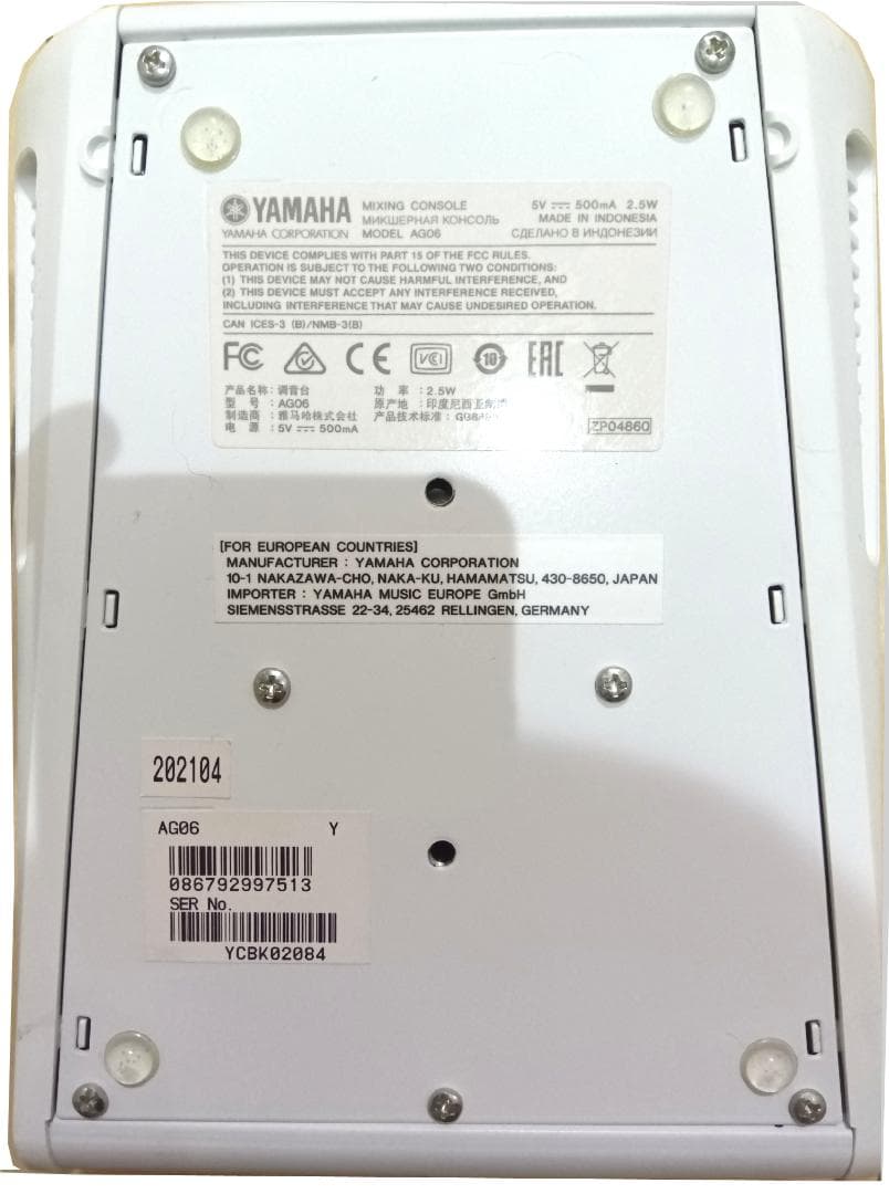 YAMAHA AG06 オーディオインターフェース ミキサー