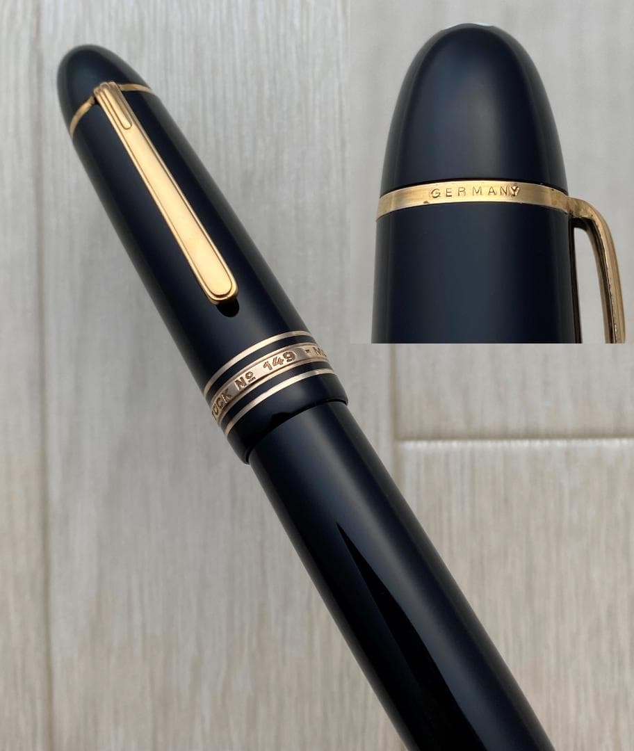 希少　美品 モンブラン 149 なで肩18C（EF）エボナイト 縦2本溝　万年筆