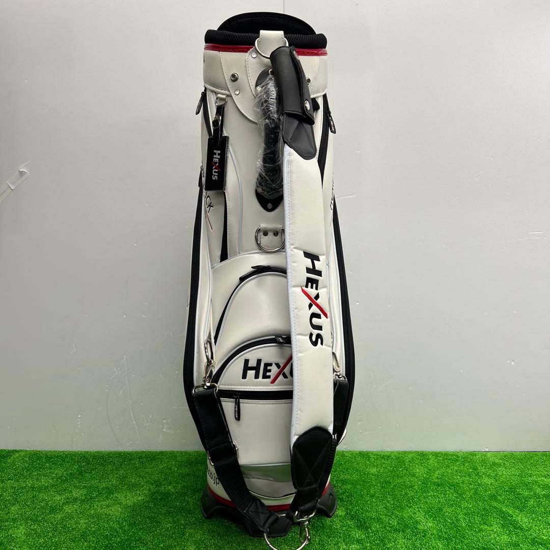 HEXUS ポーチ付き　ゴルフバック　ヘクサス　ホワイト　メンズ　9インチ