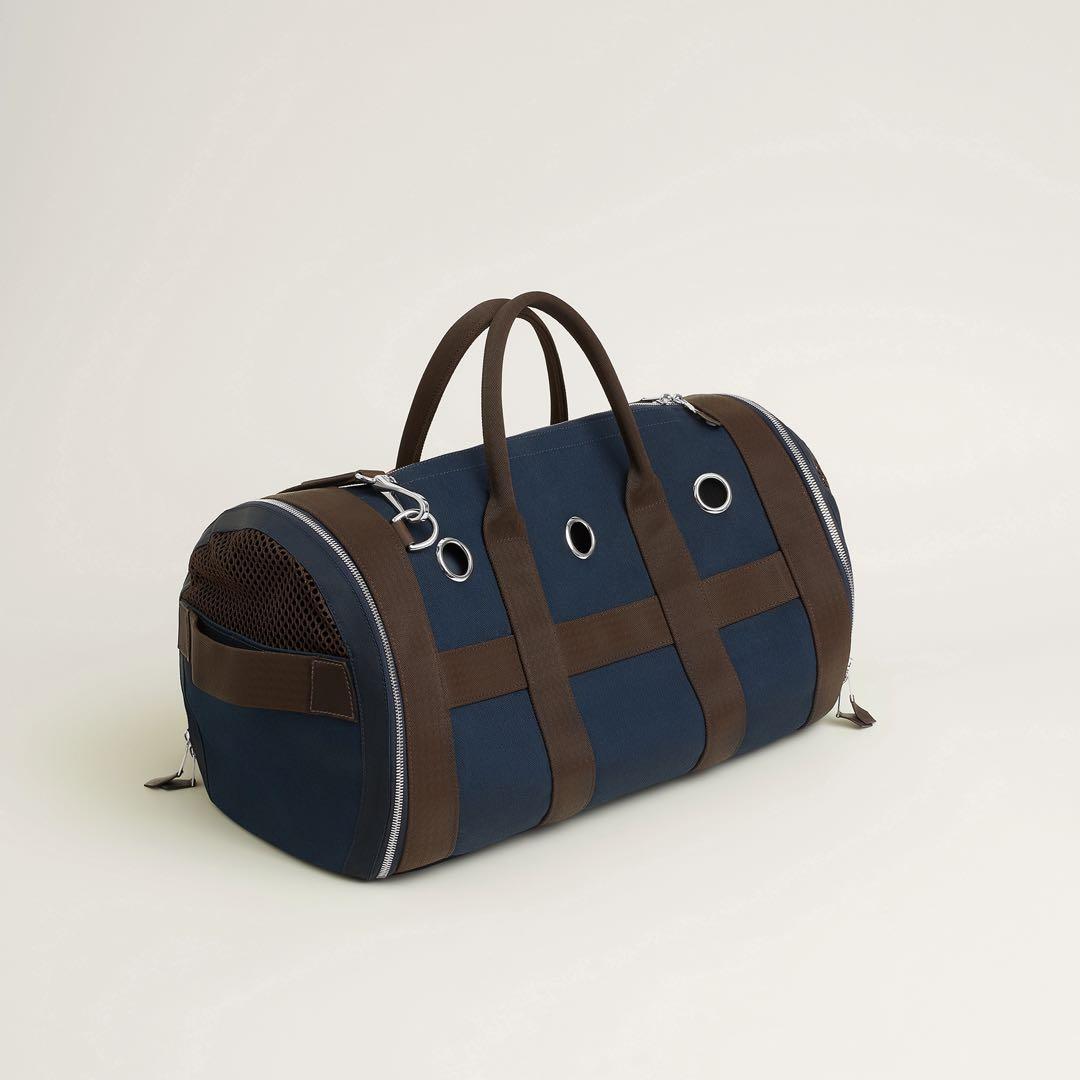 新品未使用　HERMES エルメス　犬用キャリーバッグ　ネイビー　ブラウン