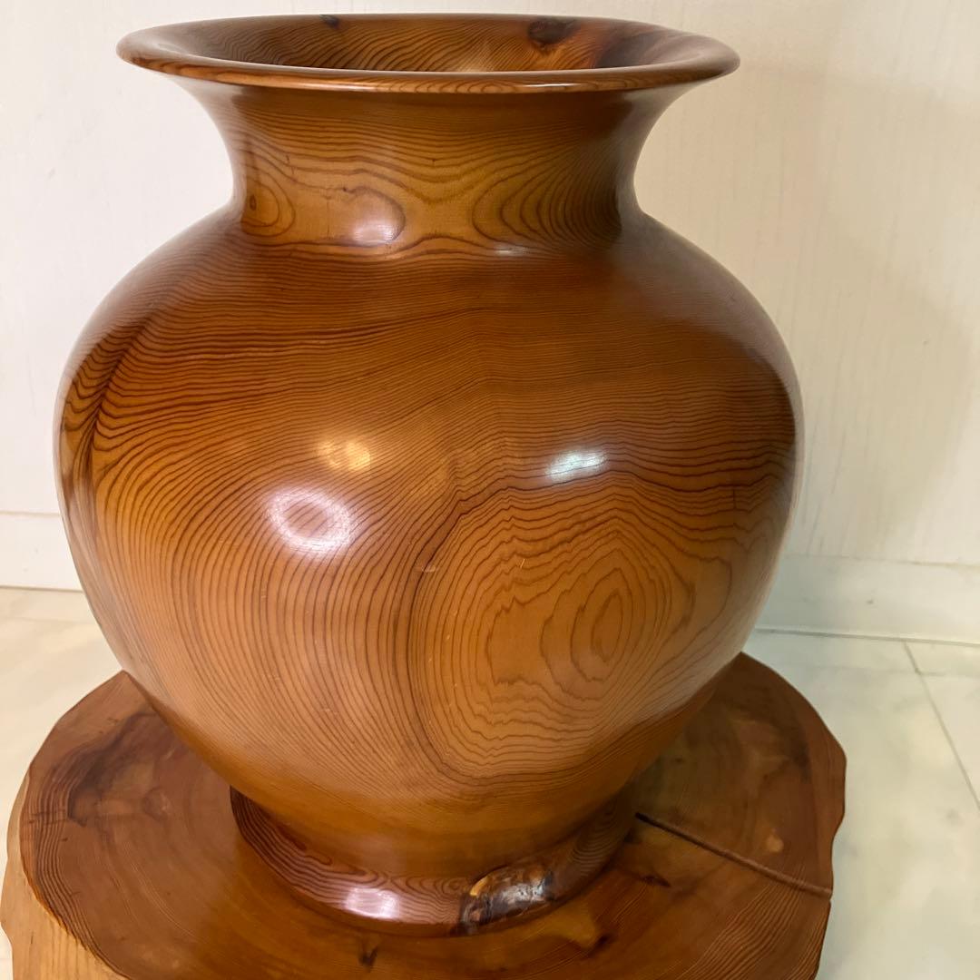 【特価】　屋久杉　台座付き　屋久杉壺　屋久杉台座セット　屋久杉工芸品　世界遺産