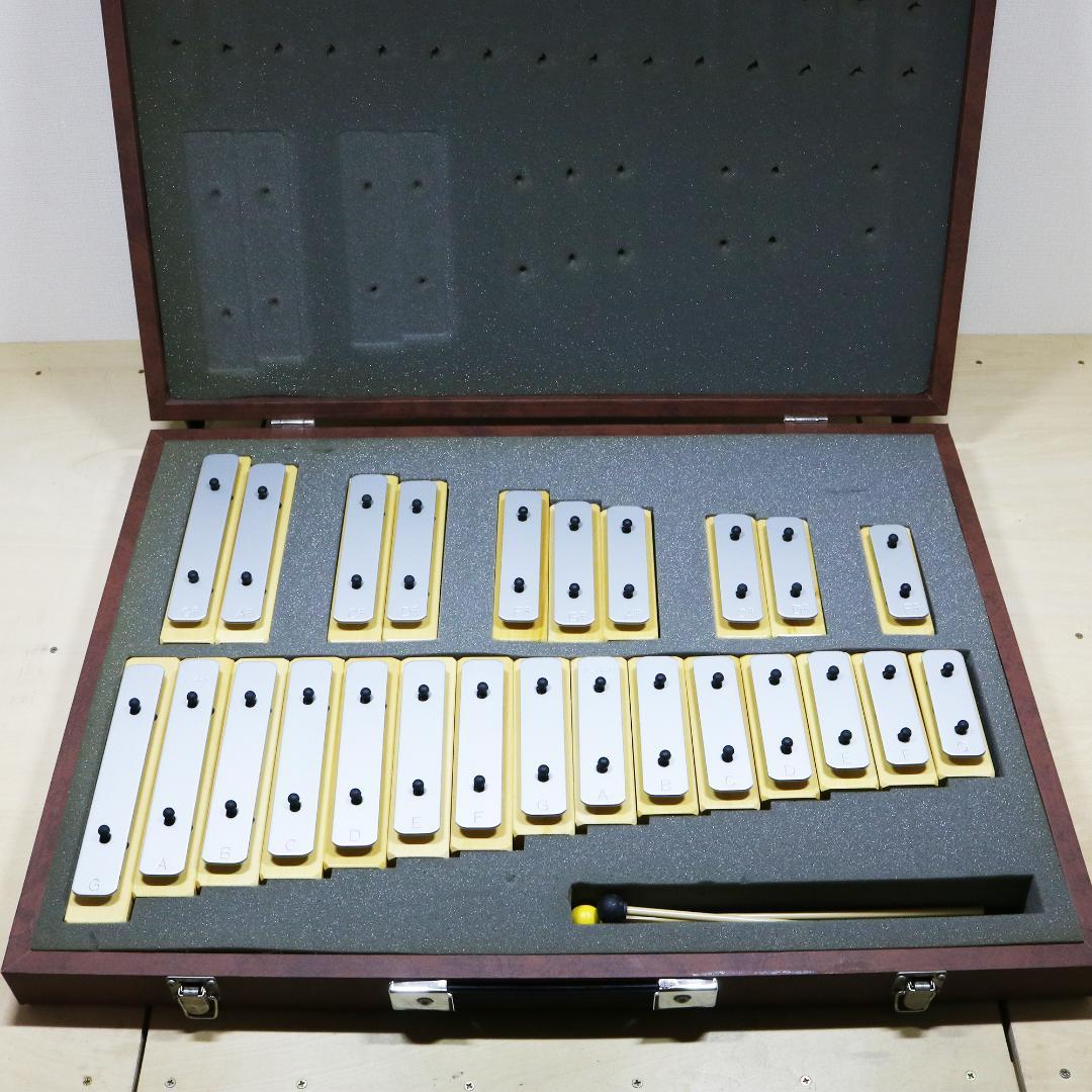 河合楽器 KAWAI 鉄琴 グロッケン 25音 ブロックタイプ 純正ケース付き