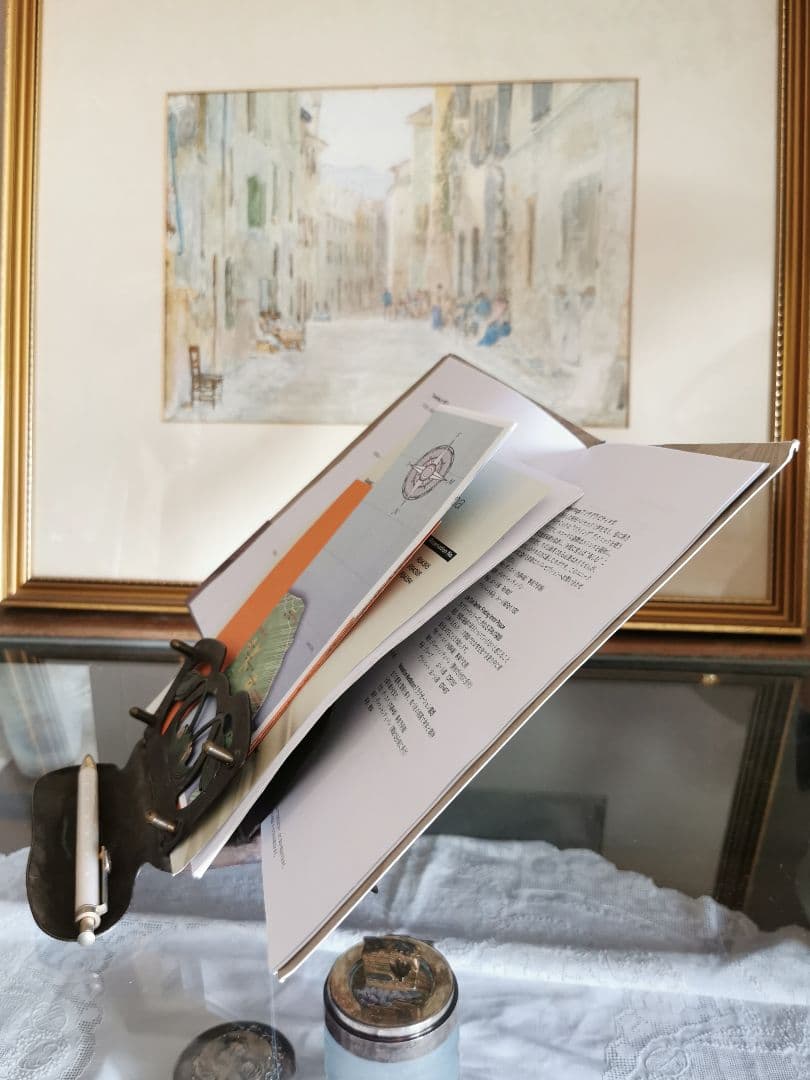 アンティークドイツ アールヌーヴォー ロータス 白水蓮レリーフ折畳レタースタンド