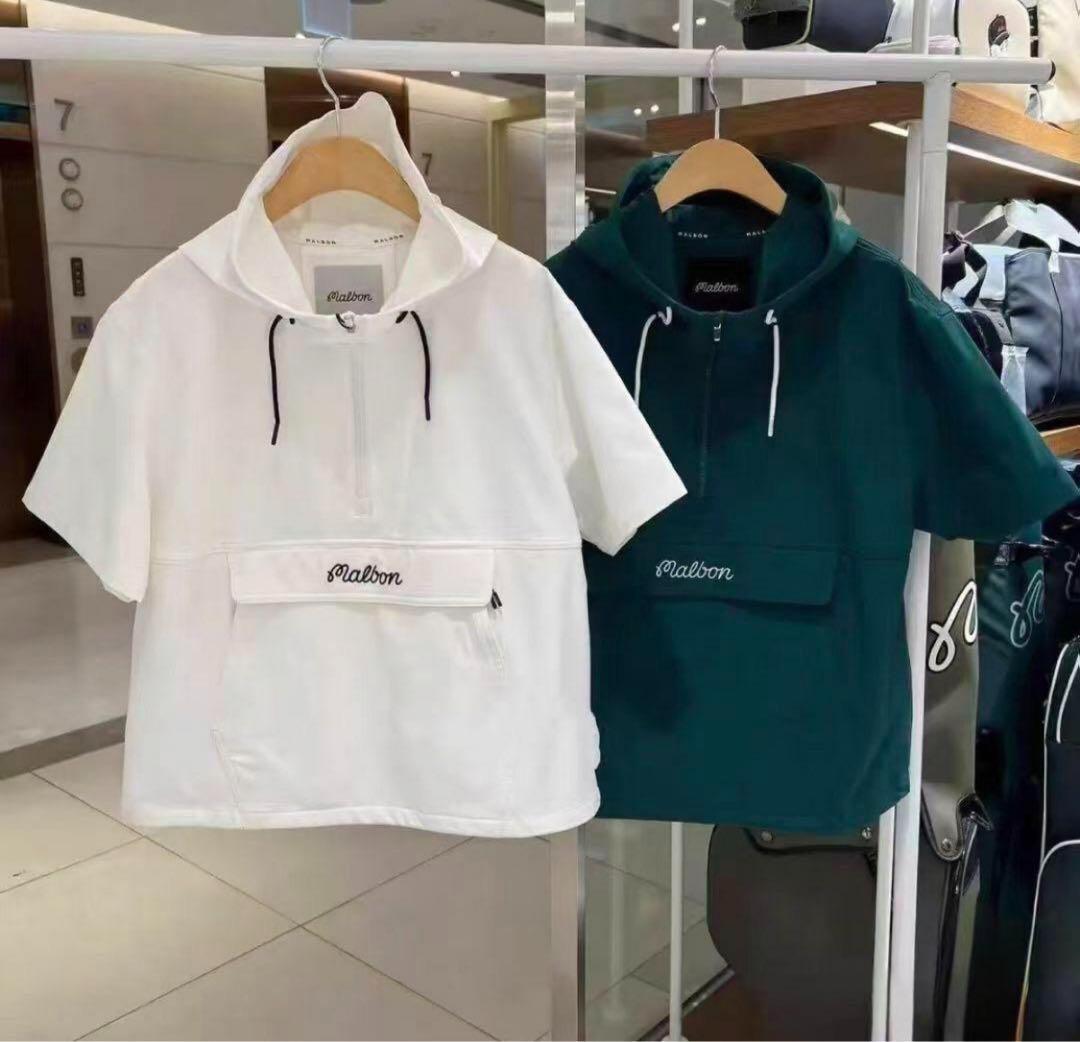 Malbon パーカー＆ショートパンツ 上下セット グリーン 刺繍ロゴ入り✨新品