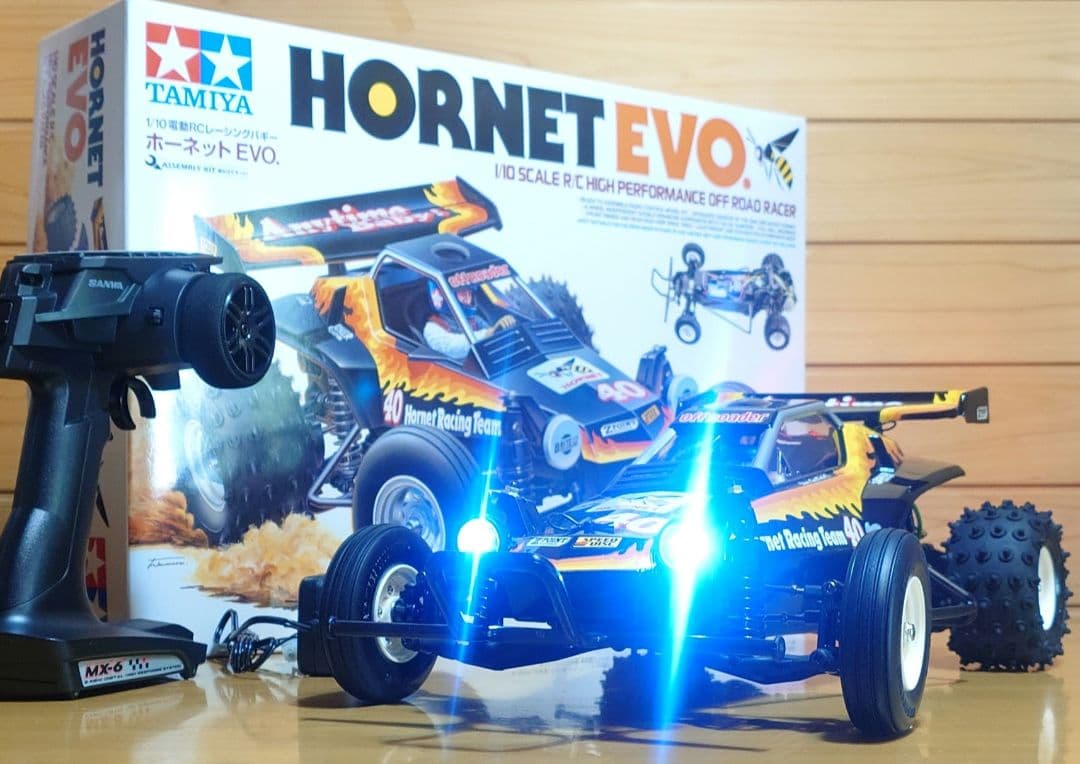 田宮RC LEDライト付ホーネットevo＆プロポバッテリー完成品セット
