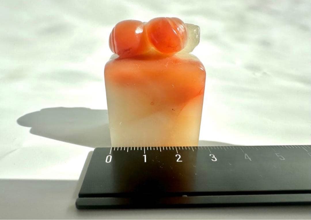 【桃】 もも　美品　高級印材　篆刻　印石　ラオス　印石　水凍