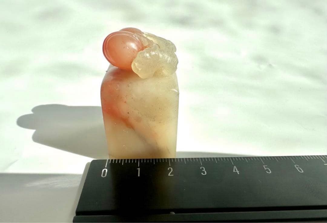 【桃】 もも　美品　高級印材　篆刻　印石　ラオス　印石　水凍