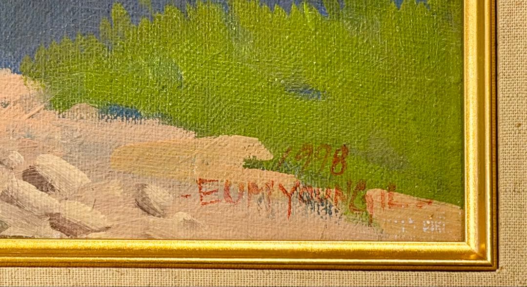 渓流風景 油彩画 額装 自然風景画 #106