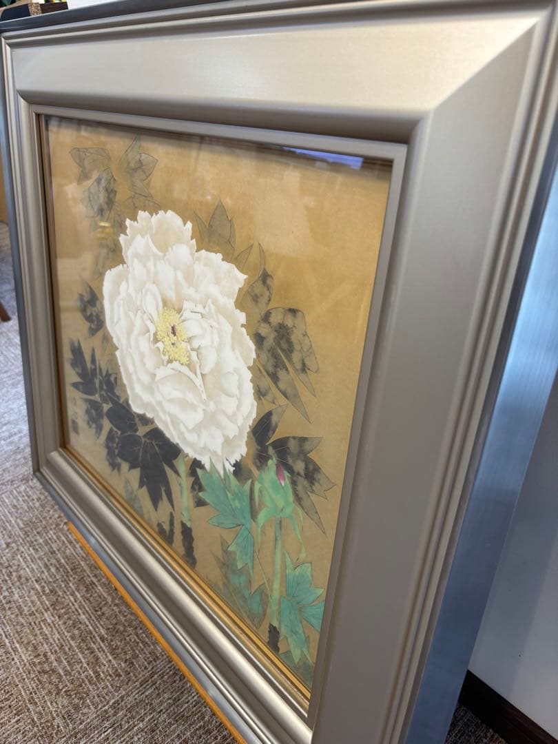 井上清治画伯 富貴花 牡丹 日本画 F10 院展作家　東京芸術大学