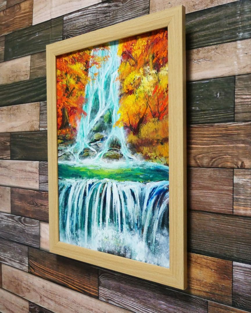 油絵 絵画 【紅葉の滝】