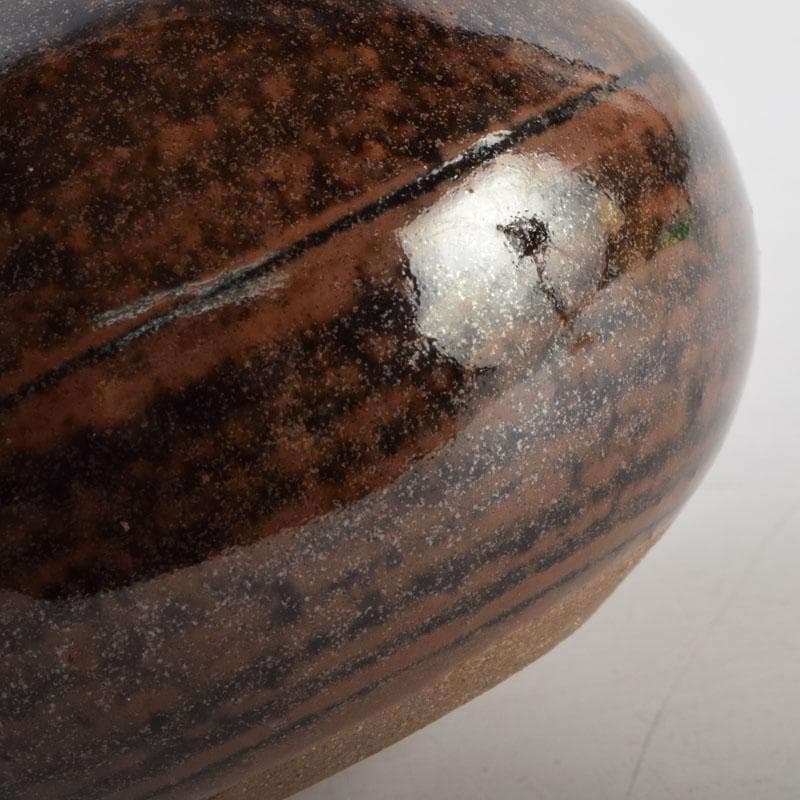 茶道具　松本鉄山作　大名物写　国司茄子茶入　仕覆付　共箱　V　9199