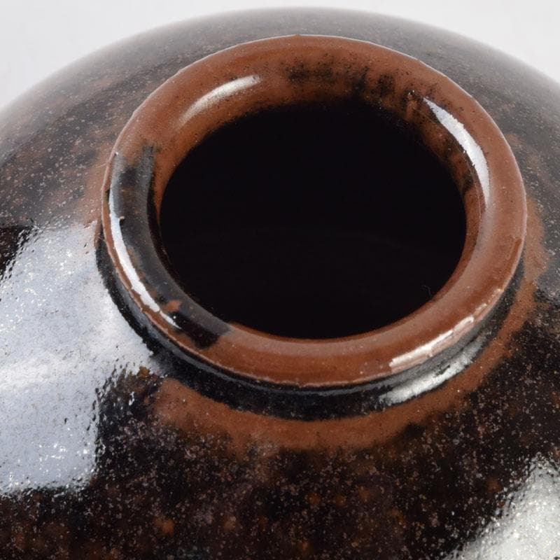 茶道具　松本鉄山作　大名物写　国司茄子茶入　仕覆付　共箱　V　9199