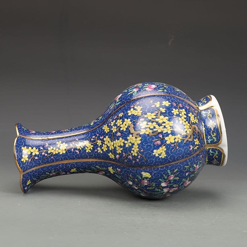 乾隆磁器琺瑯彩花果紋花口瓶 景徳鎮 陶磁器 装飾品 現代工芸品 美術品 置物