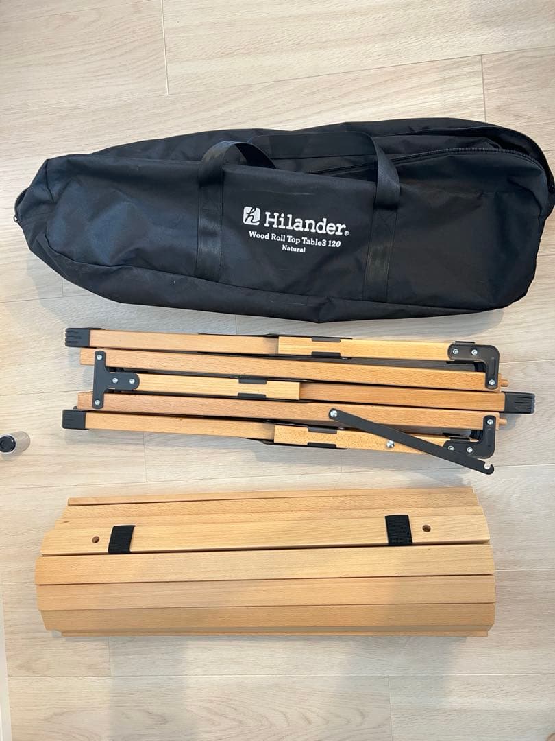 【美品】Hilander ウッドロールトップテーブル 120x60cm
