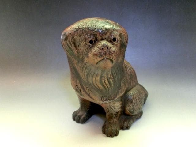 置物■古備前 犬 ちん 江戸時代 オブジェ 戌 古美術 時代物 骨董品■